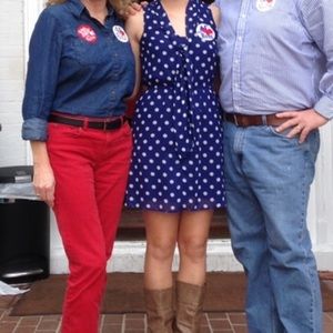 Blue and White polka dot dress
